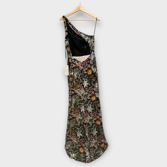 NWT Mac Duggal Floral Sequined Embroidered One Shoulder Trumpet Gown Size 2 - Picture 7 of 16